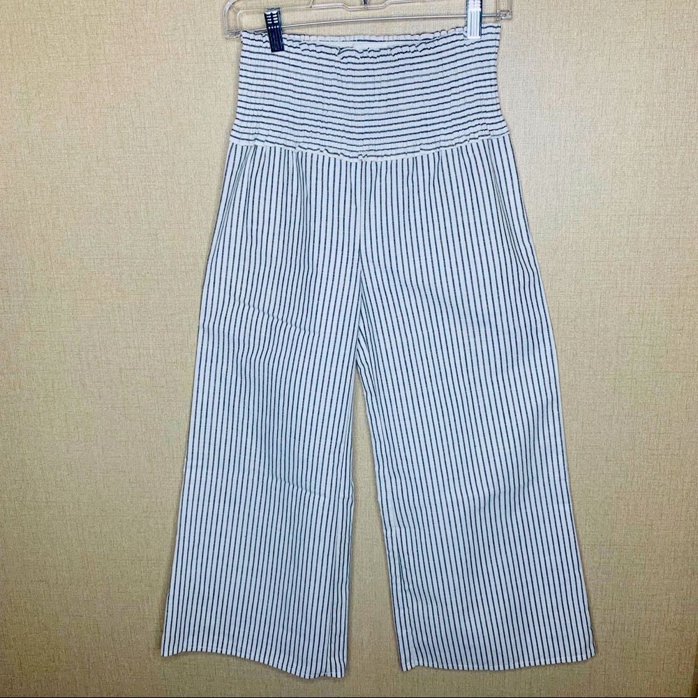 Love Tree Wide leg pin strip high waisted elastic